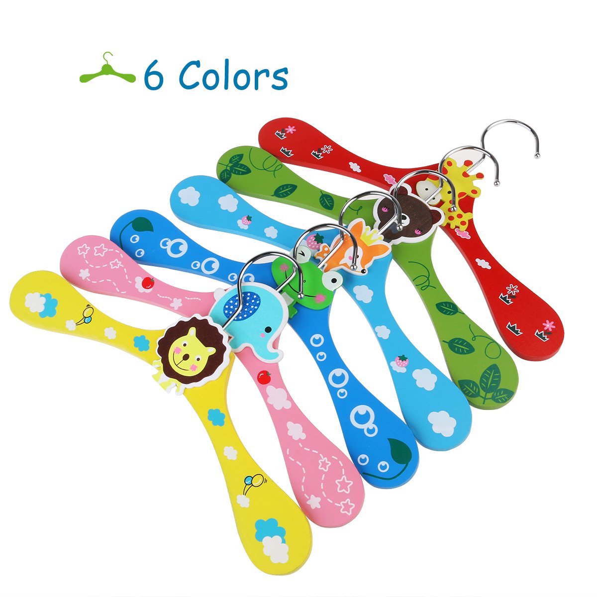 NUOLUX 10pcs Perchas para Bebé Niños animados de Madera Perchas (patrón aleatorio)