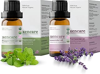 XENCARE Organic Peppermint (Food Grade) + Lavender Premium Essential Oils Bundle - 10mL, 0.33 fl oz, Pure, Undiluted, 100%...