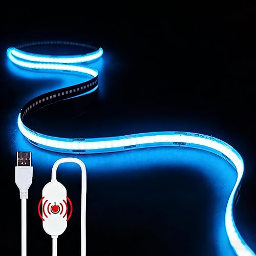 Miniatura 8 de Paquete de 2 Tiras de Luz LED USB, 6000K Tiras de Luces LED COB Blancas, 3.28 Pies Luces de TV Flexibles Pequeñas Luces LED con Controlador de