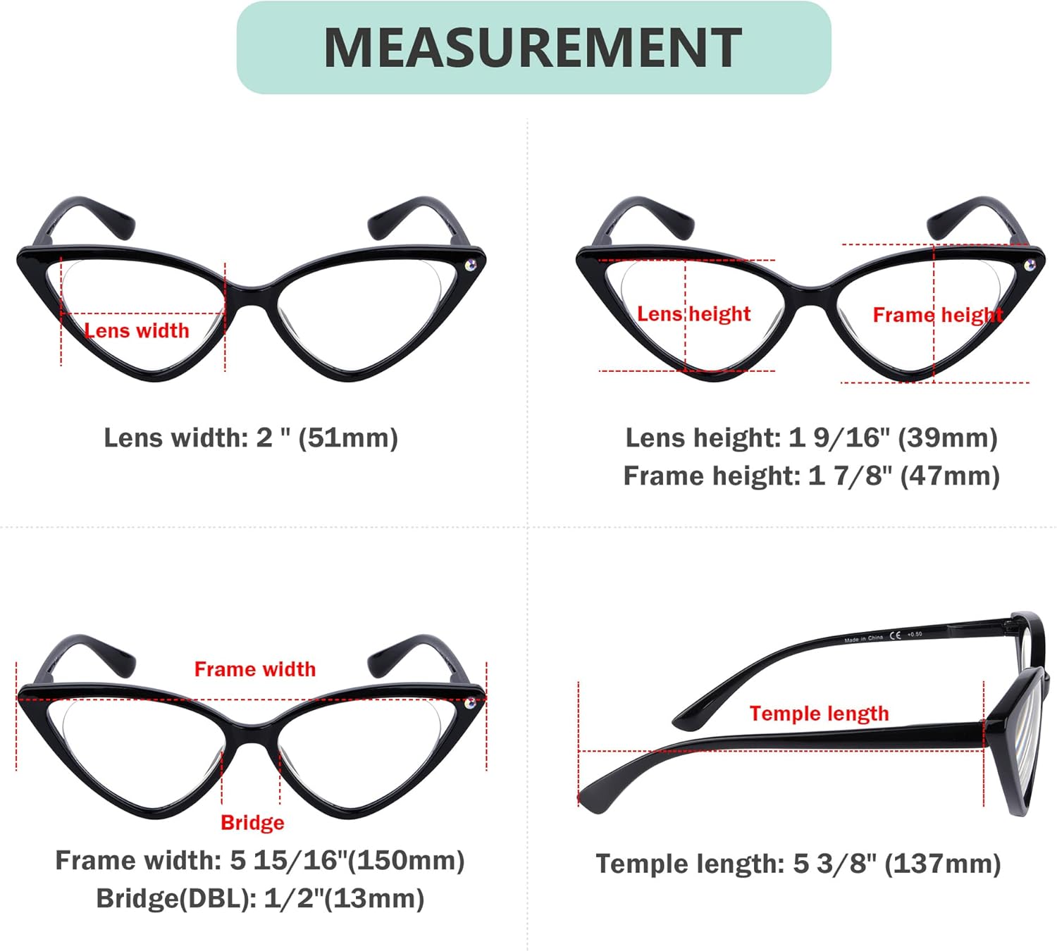 Eyekepper 4-pack Reading Glasses for Women Cateye Readers Oversized