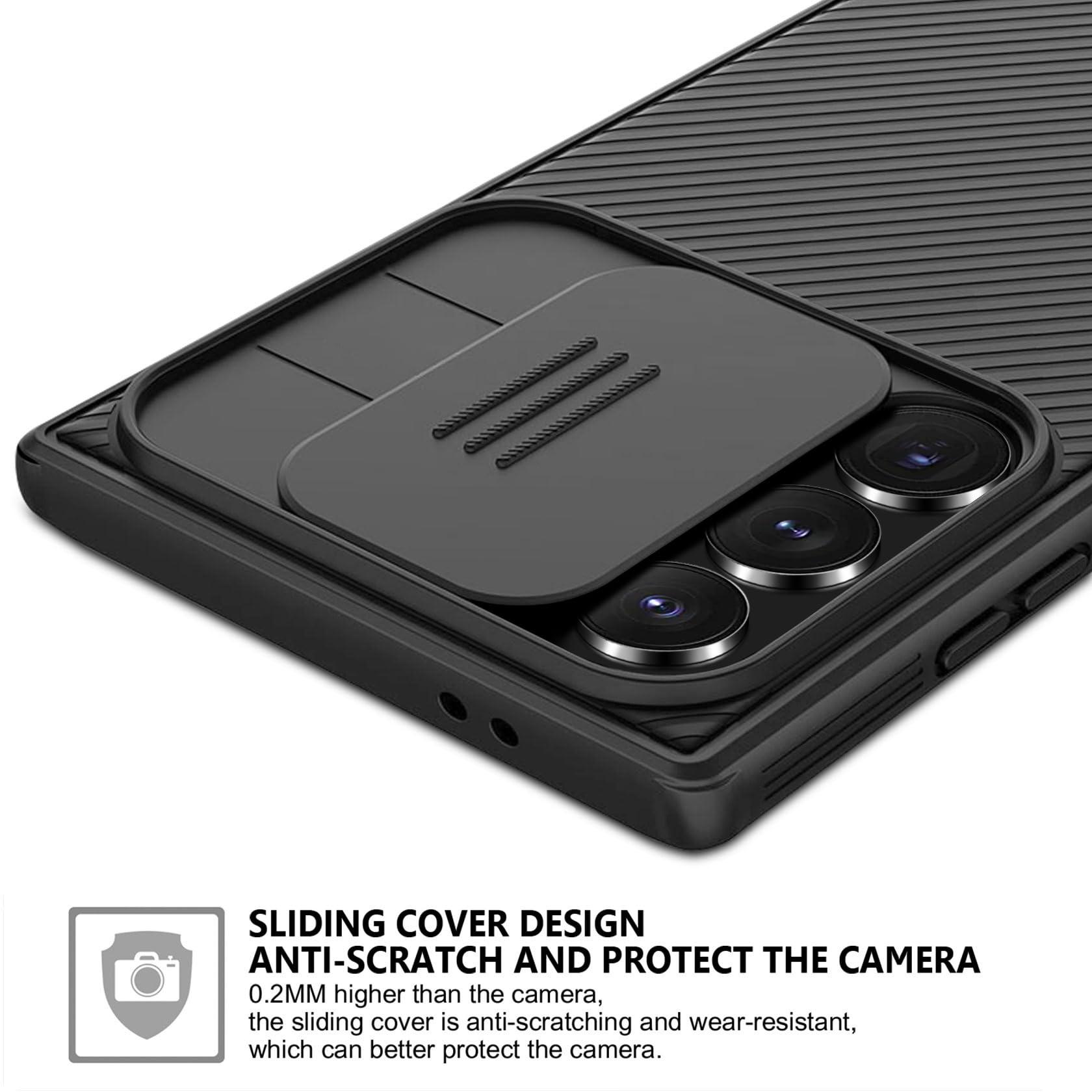 AROYI Cover Compatibile con Samsung S25 Ultra 5G, Cover S25 Ultra 5G Protezione Fotocamera Anti Graffio Hard PC Custodia per Samsung Galaxy S25 Ultra 5G (6.8") - Nero