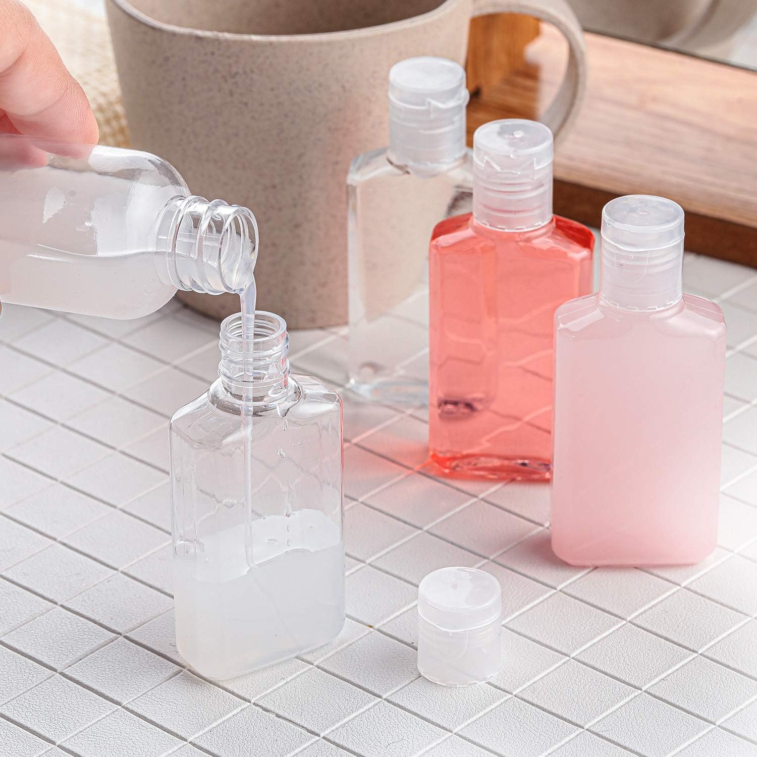 Patelai 50 Pcs Clear Empty Travel Bottles 30 ml/ 1 oz Flip Cap Empty Hand Sanitizer Bottles Container Portable Refillable Flip-top Container for Travel Outdoor Camping Business Trip - Image 6