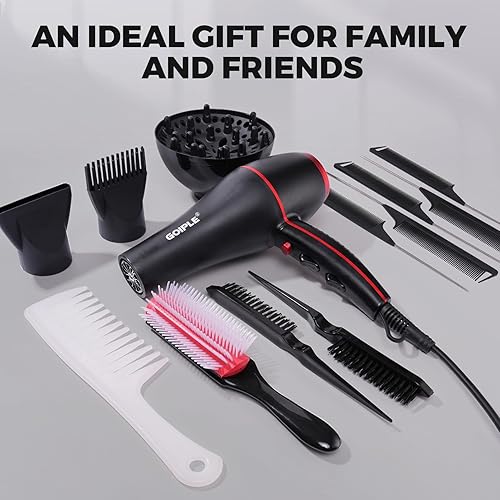 Miniatura 9 de Kit de secador de pelo iónico de temperatura constante, ligero, de bajo ruido, 1800 W, para mujeres y hombres