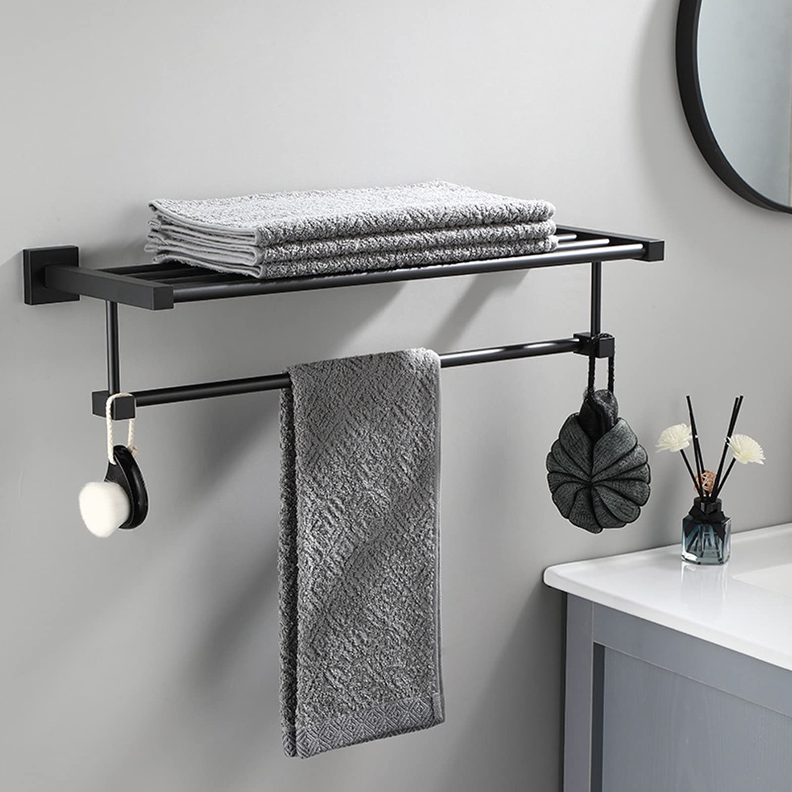 LYGXWJFC Toallero Soporte para Toallas de baño Accesorios de baño Soporte para Toallas de baño de Aluminio Cuadrado para baño/Soporte para Toallas de Cocina Perforación e instalación montada en la