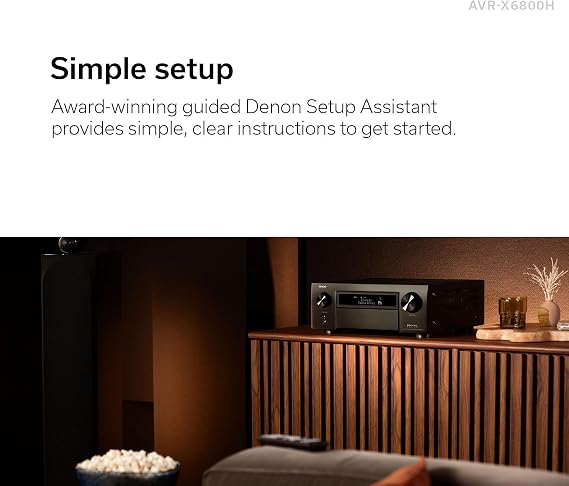 Denon AVR-X6800H 11.4 Channel AV Receiver - 140W/Ch, Built-in HEOS, WiFi, Bluetooth - Dolby Vision, HLG, HDR10+, Dynamic HDR & Dolby Atmos Height Virtualization - Home Audio Receivers & Amplifiers