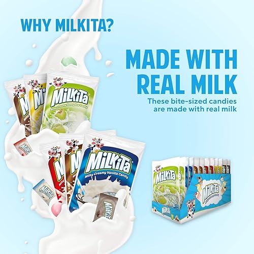 Miniatura 10 de Milkita Bolsa de dulces cremosos para batido, sin gluten, con calcio y leche real, cero grasas trans, bajo en azúcar (banana y melaza), 60 unidades
