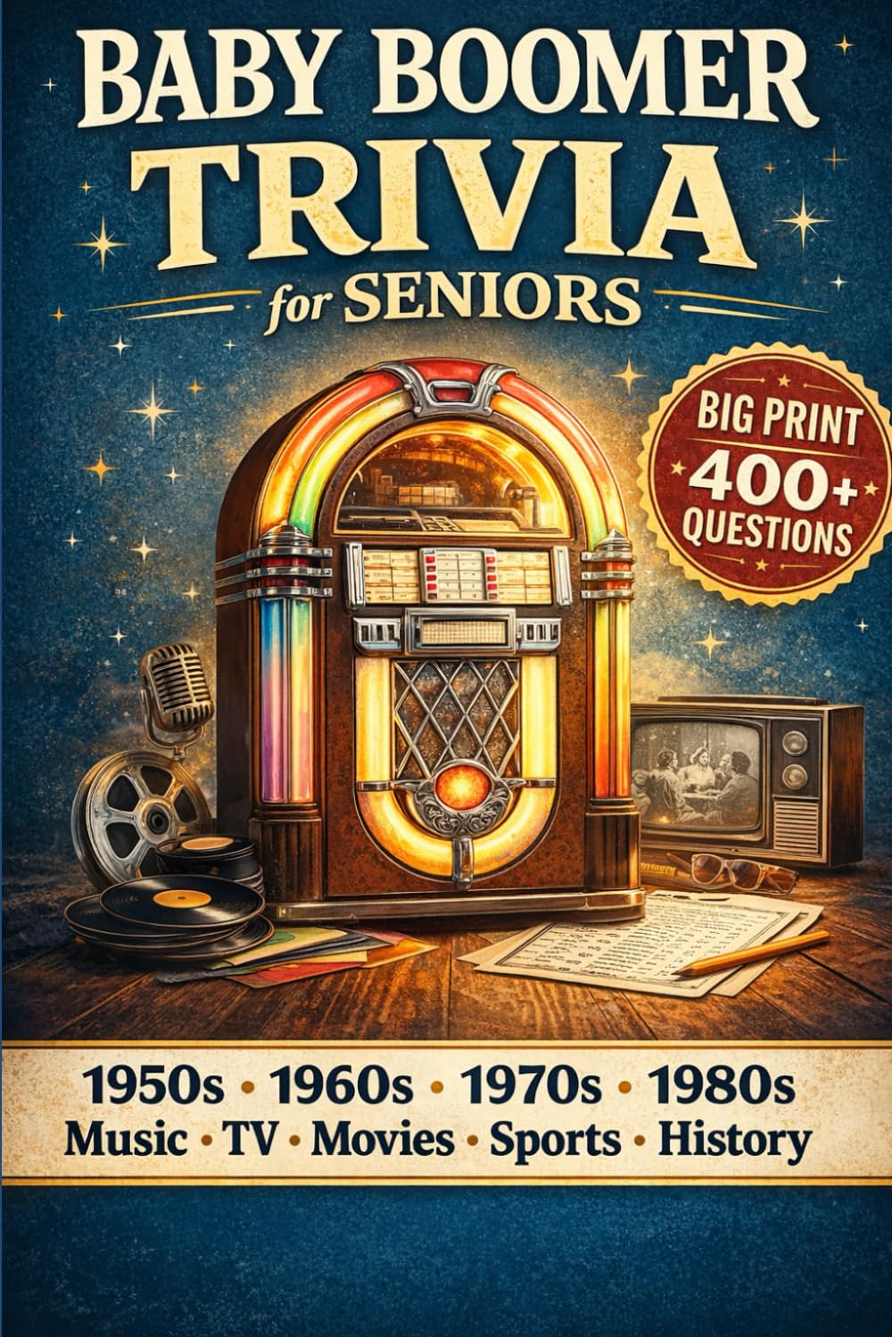 Baby Boomer Trivia for Seniors: 400+ Big Print Questions from the 1950s–1980s | reminiscence therapy activities | gift for seniors