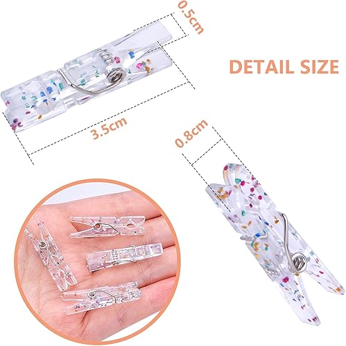 Miniatura 2 de Aylifu 100 pinzas de plástico transparente para ropa, clips de papel fotográfico brillante, clips de utilidad para manualidades, fiesta, adorno de