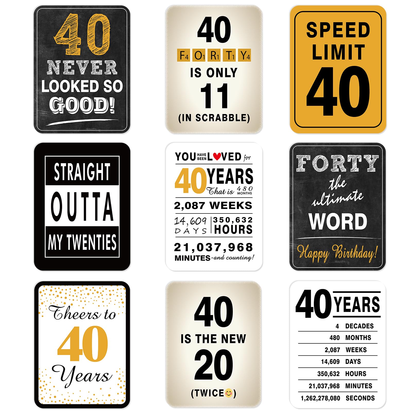 WERNNSAI 80th Birthday Party Decorations - 9PCS Wall Signs With White Caution Logos For Door & Window Decor