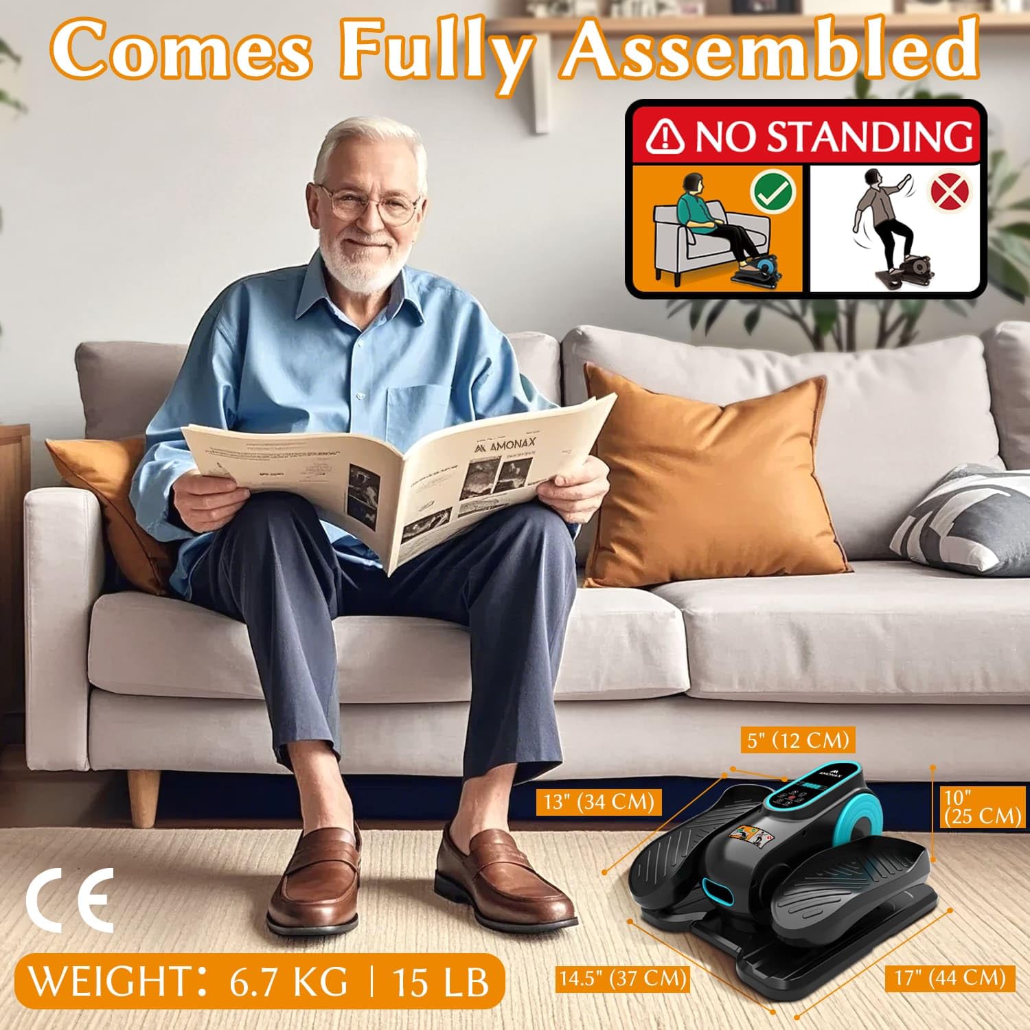 Amonax Ellipse Pedalier Electrique, Motorisé Pedalier D Appartement Assise, Vélos Elliptiques Cardio sous Le Bureau, Mini Elliptique Home Pedalier Electrique Reeducation pour Personnes âgées