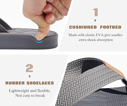 Miniatura 6 de KuaiLu - Sandalias para hombre, con soporte de arco, cómodas, impermeables, punta abierta, para verano, playa, de cuero, sandalias tipo pata de