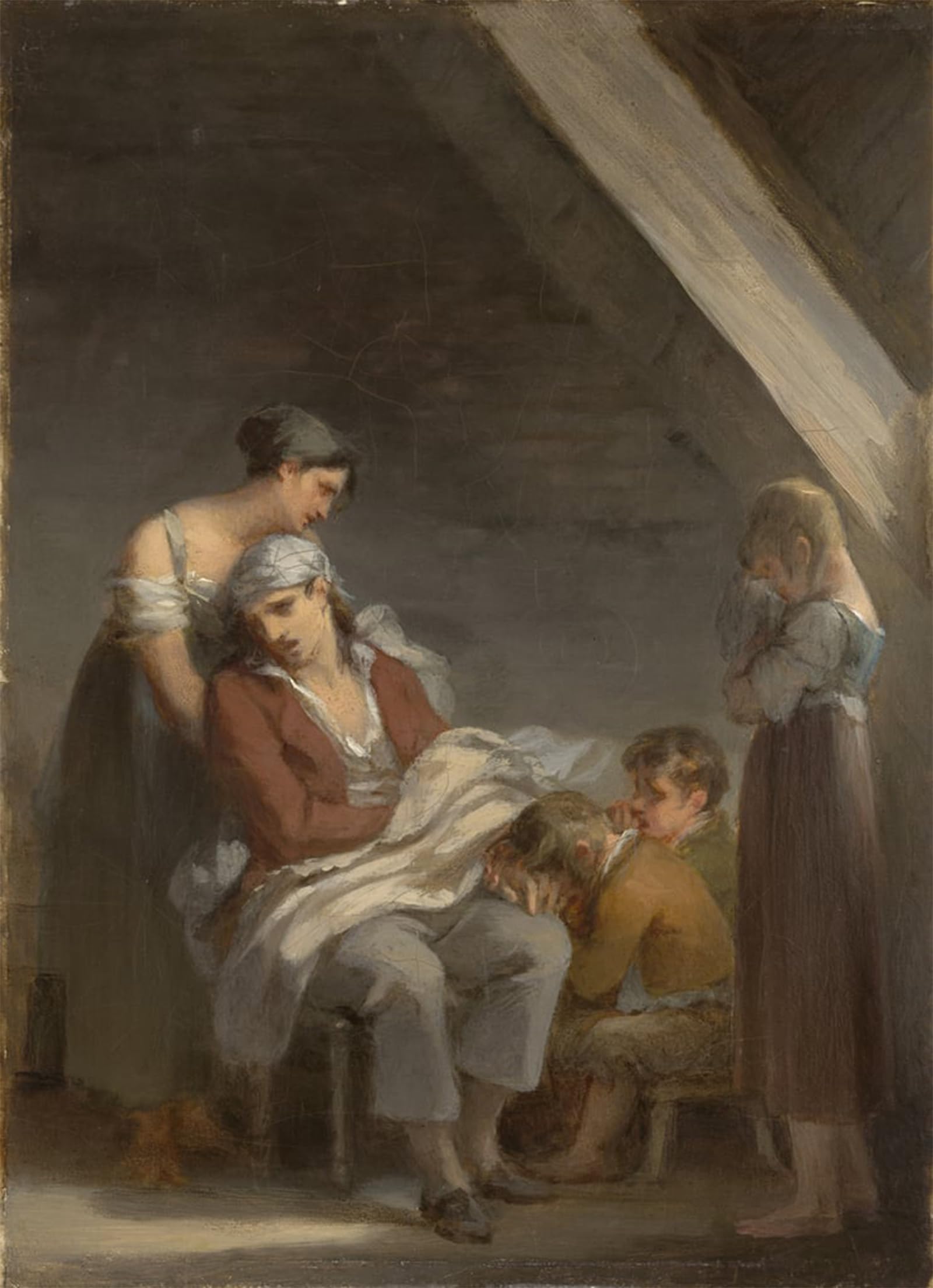 SERENDIPITP Retro Picture Poster Wall Art Pictures Painting a Family in Desolation by Pierre Paul Prudhon Wall Art Canvas Print for Wall Decor 60x90cm