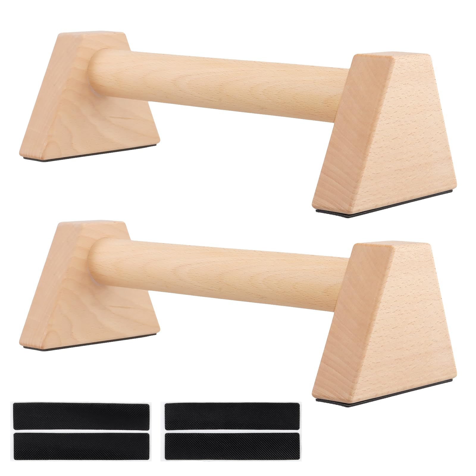 ZEONHAK 2 Pcs Wooden Parallettes Bars, 30cm Solid Pushup Bars with Non slip Rubber for Fitness, Gymnastics, Aerobics
