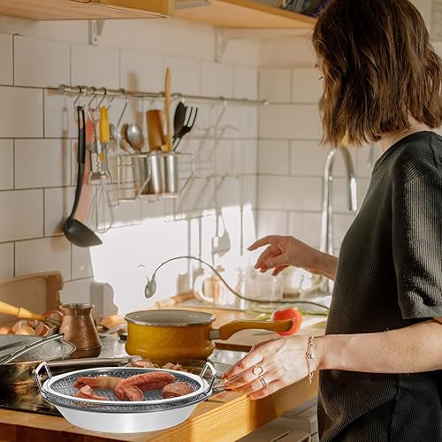 Miniatura 2 de PRETYZOOM 1 juego de bandeja de drenaje de malla colador de alimentos colador de cocina colador de aceite sin humo parrilla sartén aperitivos