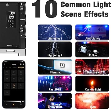 Pixel G1s RGB Video Light with APP Control, 12W 210 Minutes Rechargeable Battery LED Camera Light, 10 Common Lighting Effects, CRI97 2500-8500K LED Video Light with Aluminum Alloy Body
