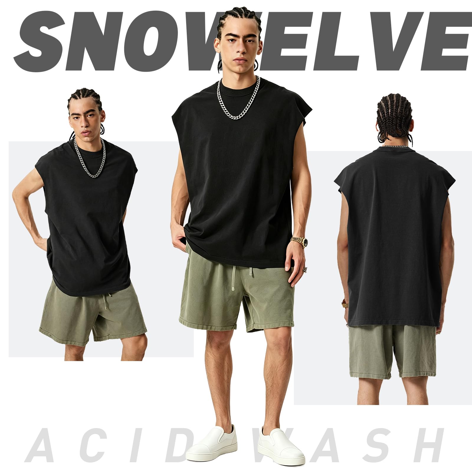 Herren Tank Top Gym Sommer ärmellose Baggy T-Shirts Oversize Muskelshirts Sleeveless Funktionsshirt für Männer