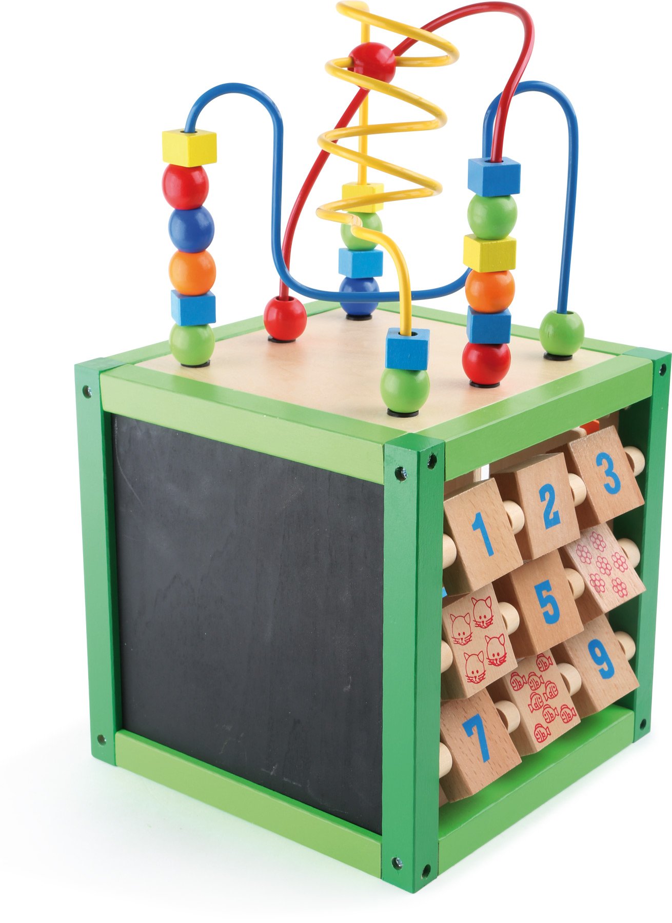 5886 Dado motricità “Primavera” small foot in legno, giocattolo per bambini con quattro superfici di gioco e percorsi motricità, da 1 anno