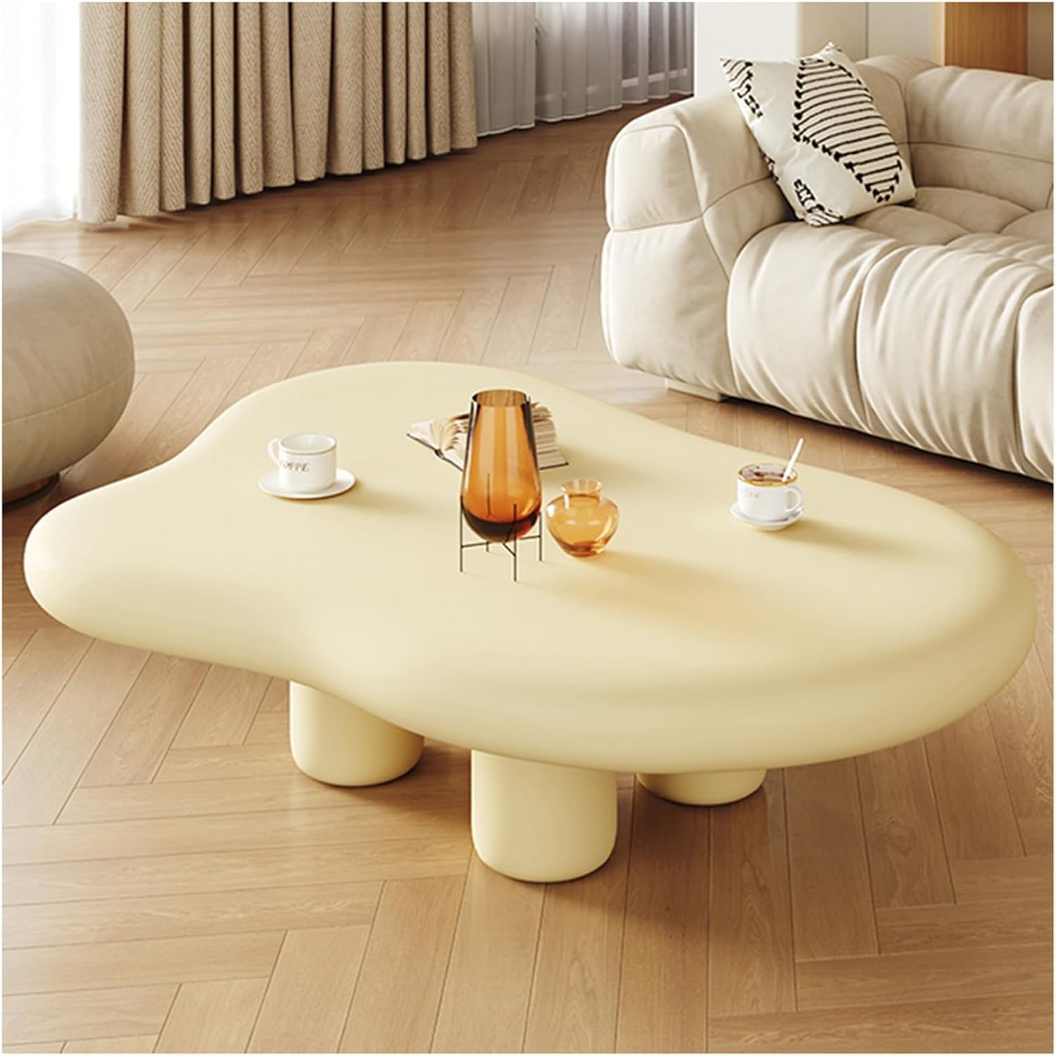 Cute Cloud Coffee Table - Modern Irregular Indoor End Table for Living Room & Bedroom - Free Shape Tea Table - 4 Legs - Stylish Furniture