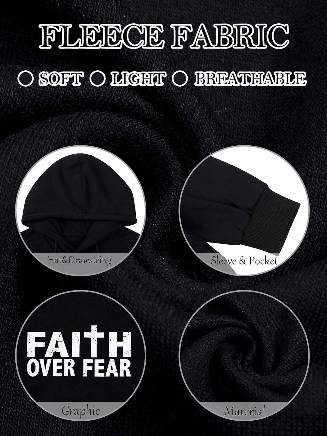 Christian Hoodies for Men Religious Faith Jesus Hoodie God Bible Verse Cross Sweatshirts Trendy Graphic Pullover - Image 6