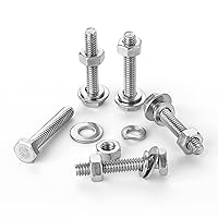 Vista 4 de Tornillos de cabeza hexagonal de 1/4-20 x 7/8 pulgadas, tornillos, tuercas, arandelas planas y de bloqueo, kit surtido de acero inoxidable 304