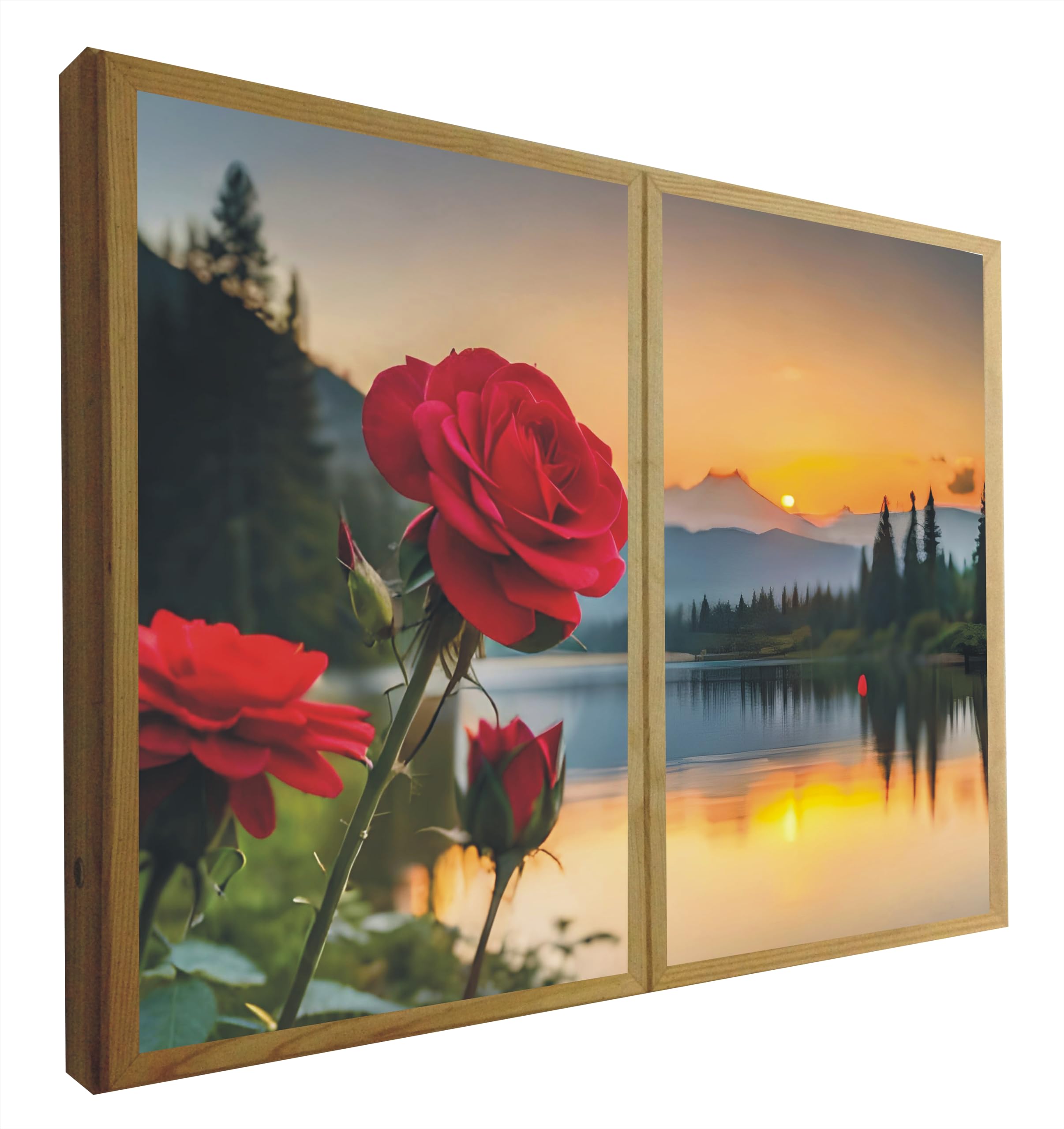 Faux fenêtres décoratives illuminé rose rouge : cadre lumineux LED effet trompe-l'œil