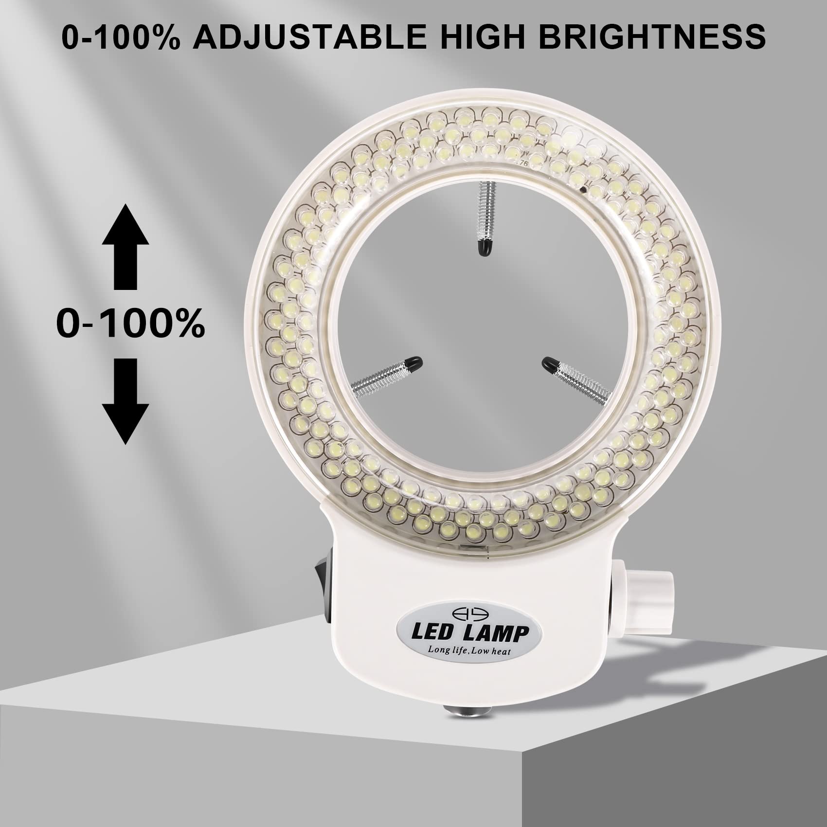 Jevina Anillo de luz de 144LED para microscopio, lámpara de microscopio, luz 6000K 0-100% Ajustable