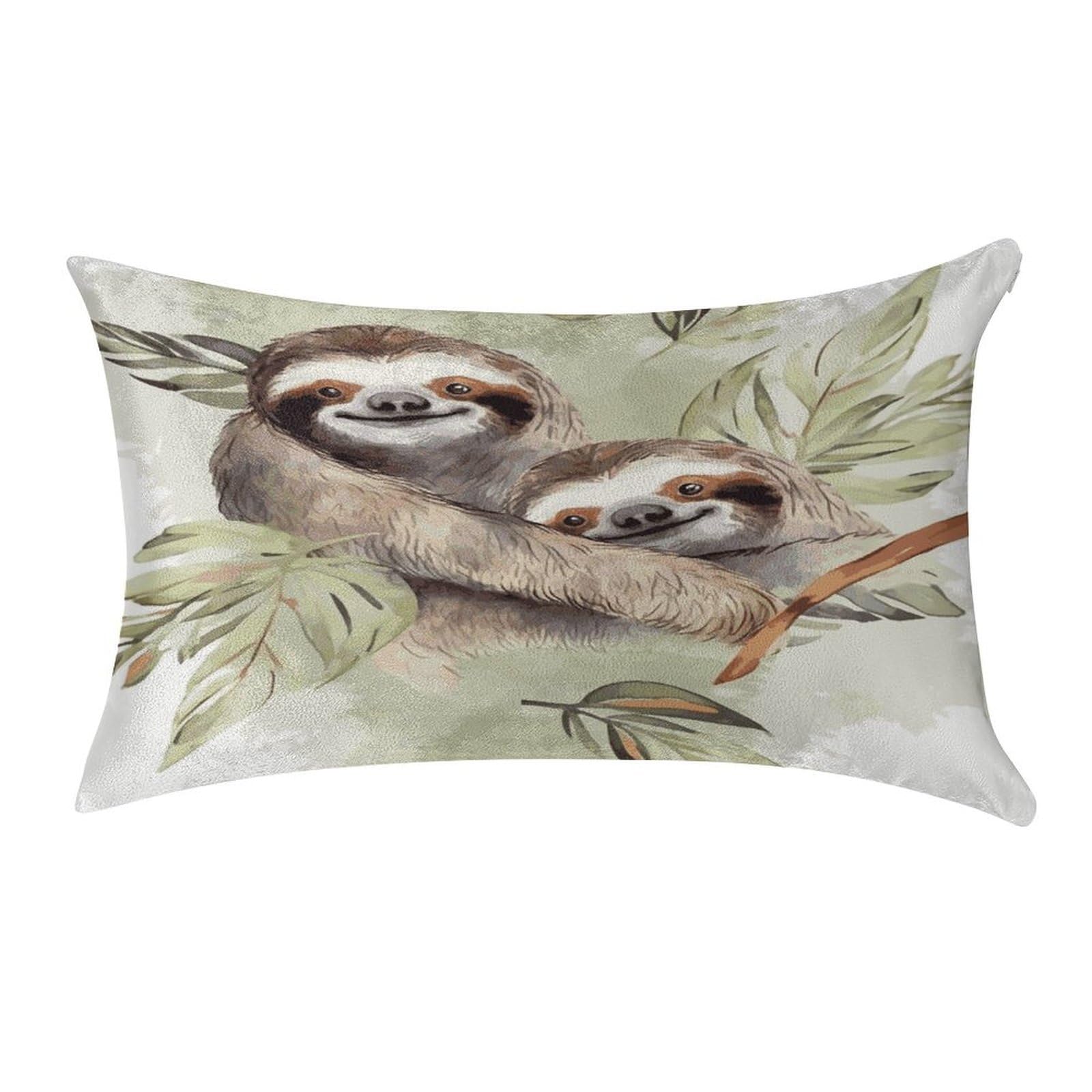 LDGSUPH Watercolor Sloth Velvet Throw Pillow Covers Cozy Pillow Shams Pillowcases Detachable Pillow Cases Soft Cushion Cover with Zipper for Sofa Car Bed Pillow Protectors 12 "×20 "