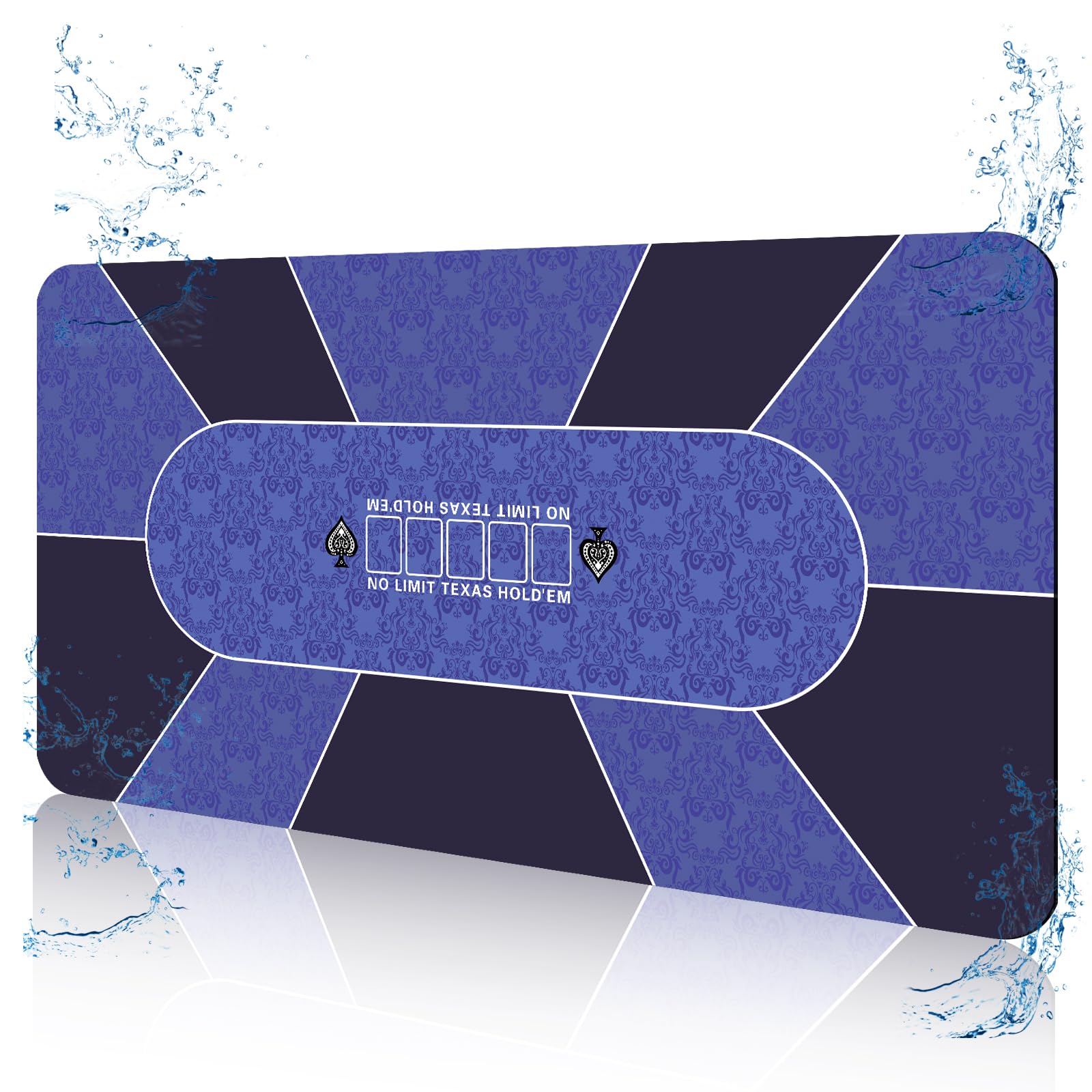 FURUISEN Waterproof 70'' x 35'' Professional Poker Mat, 8 Player Portable Rubber Texas Hold'em Poker Table Top Layout w/Carrying Bag to Play Cards,