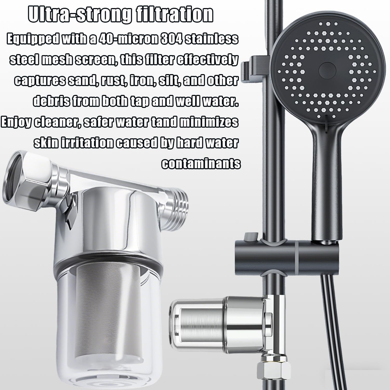 40 Micron Reusable Sediment Brass Filter, Brass Inline Water Filter, Compatible with 1/2" NPT & 3/4" GHT, Filter for Washer, High Pressure Washer, Washing Machine, Garden Hoses, Well Water