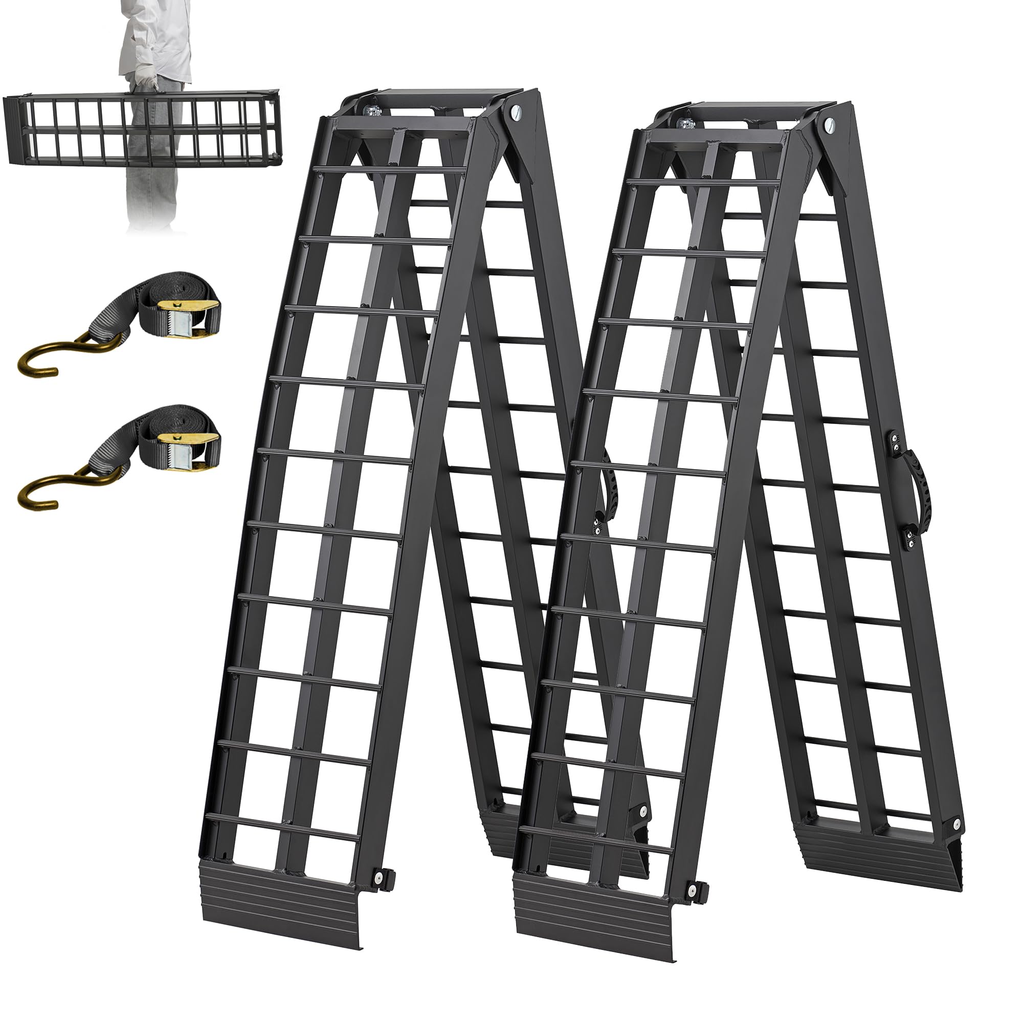 LEMNISCATE Aluminum Loading Ramps for Pickup Trucks, 1500 LBS, 7.5FT Folding Trailer Ramps with Handle & Buckle, for Lawn Mowers, Motorcycle, UTV, ATV