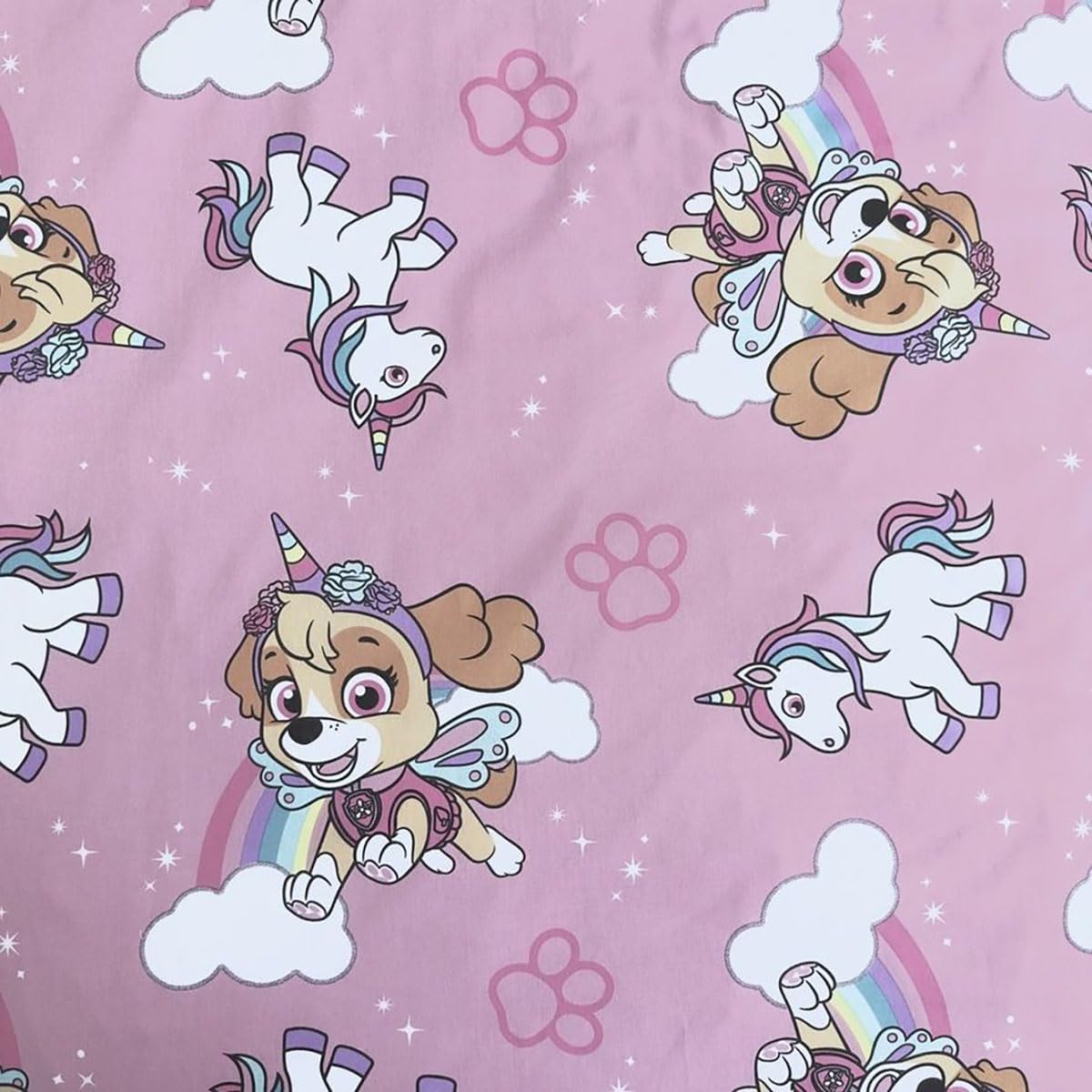 Jerry Fabrics PAW Patrol Biancheria da letto per bambini I Believe in Unicorns - Skye Unicorno Nuvola Arcobaleno Copripiumino 140 x 200 + Cuscino 70 x 90 cm 100% Cotone