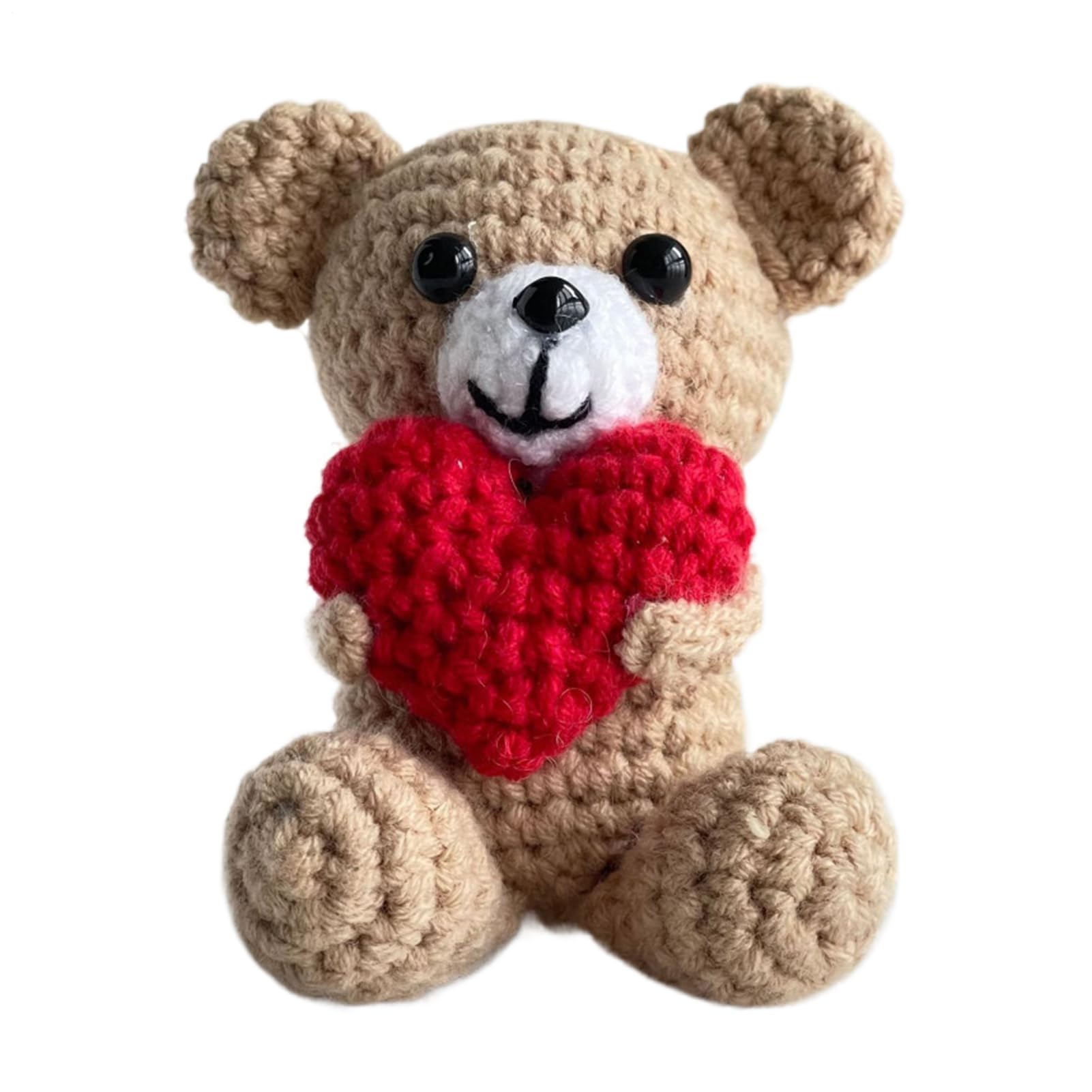 Cute Crochet Bear Handmade Knit Heart Pocket Plush Toy