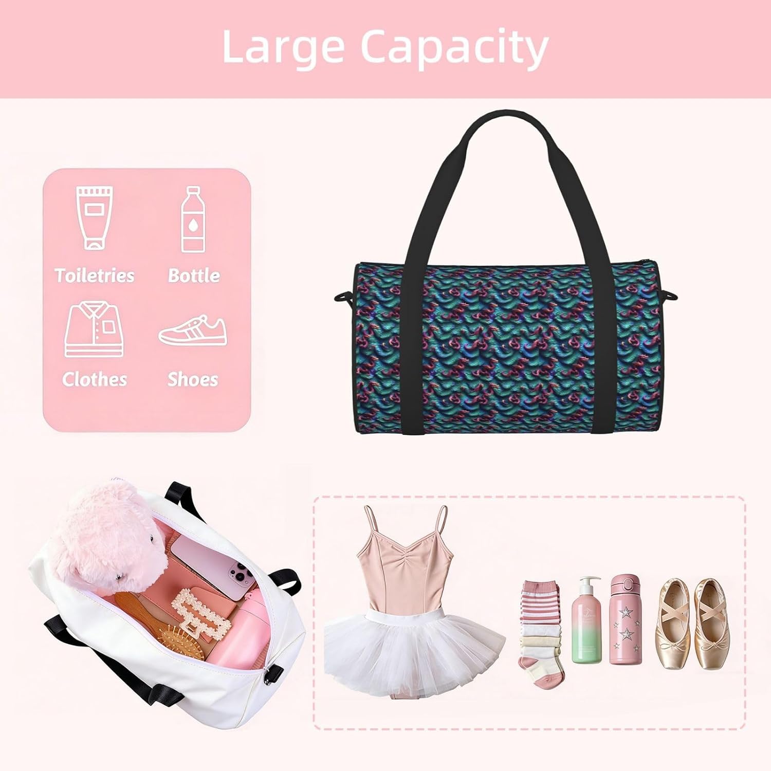 3d Magical Dragon Scales Pattern Print Sports Tote Bag Lightweight Water-Resistant Gym Backpack Travel Supplies