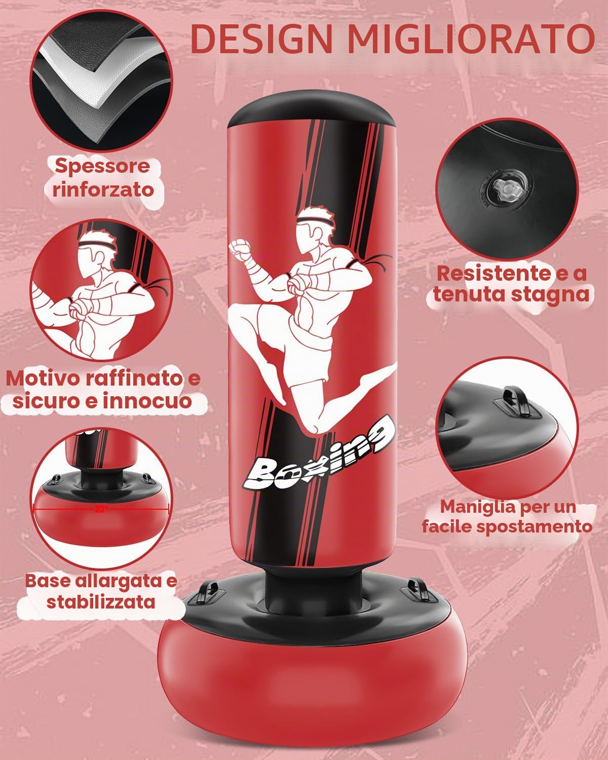 Sacco da boxe bambini - Set di sacco boxe autoportanti da 160 cm con guantoni da boxe - Sacco da kickboxing gonfiabile Dinosauro feroce per allenamento Karate Taekwondo MMA