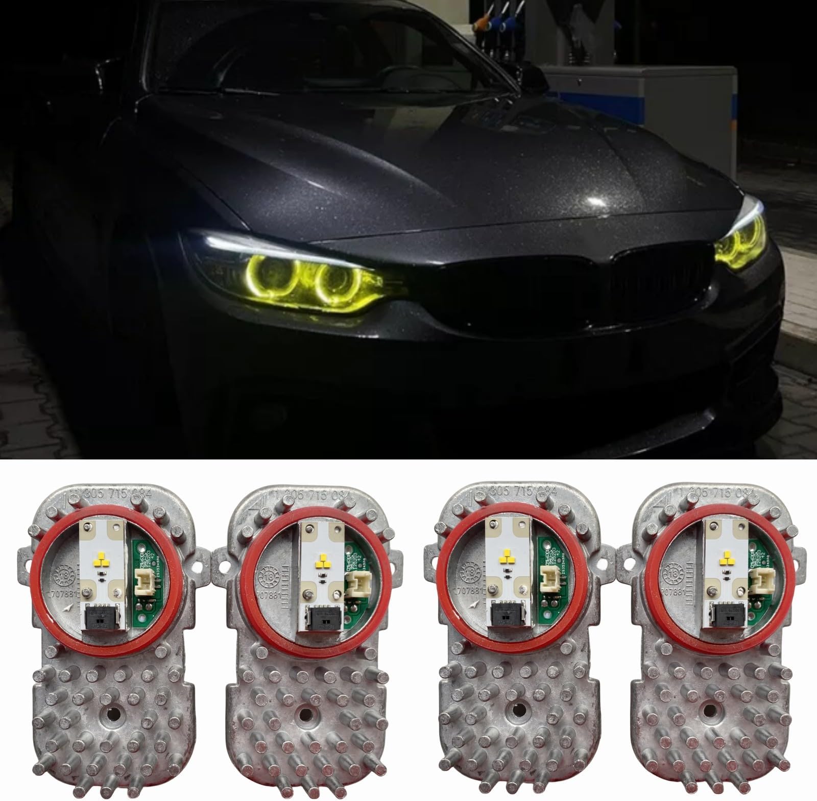 4Pcs Yellow DRL Angel Eyes Modules Set Fit For BMW 4 SERIES F32 M3 F82 M4 F33 F83 M4 F36 Gran Coupé 428i 430i 435i 440i Xenon Headlight Daytime Running Light, DRL Light Source, 63117263051