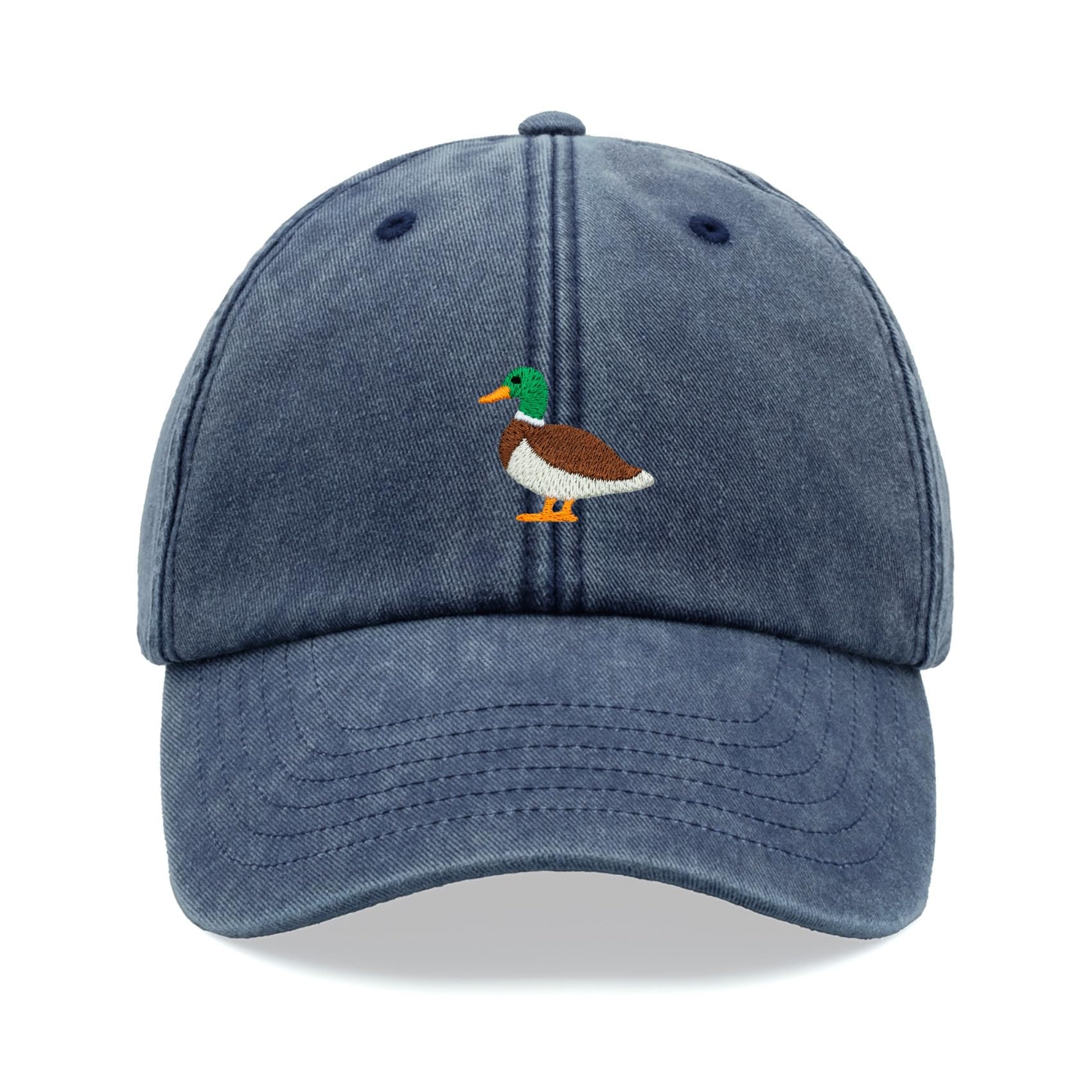 Mallard Duck Baseball Cap Vintage Washed Unisex Dad Hat Adjustable Blue Denim
