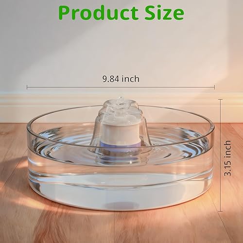Miniatura 3 de Fuente de agua de cristal para gatos de 90 onzas2.7 L, dispensador automático de agua para mascotas con bomba silenciosa, fuente para beber para