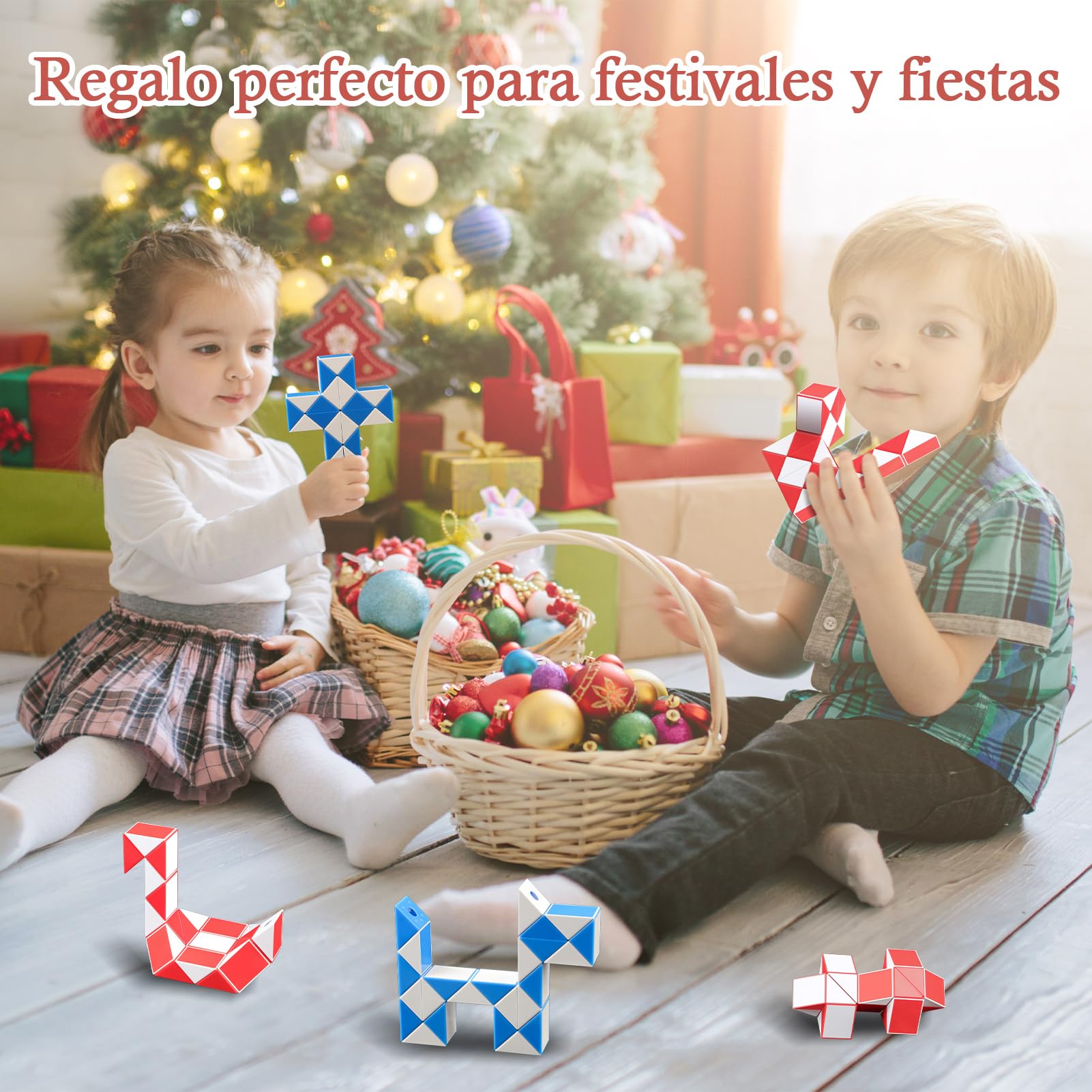 Cubo Mágico Serpiente, 2 Paquetes 24 Piezas Serpiente Rompecabezas Twist Regalos para Fiestas, Juguetes Creativos Educativos Serpiente Fidget para Niños/Adultos