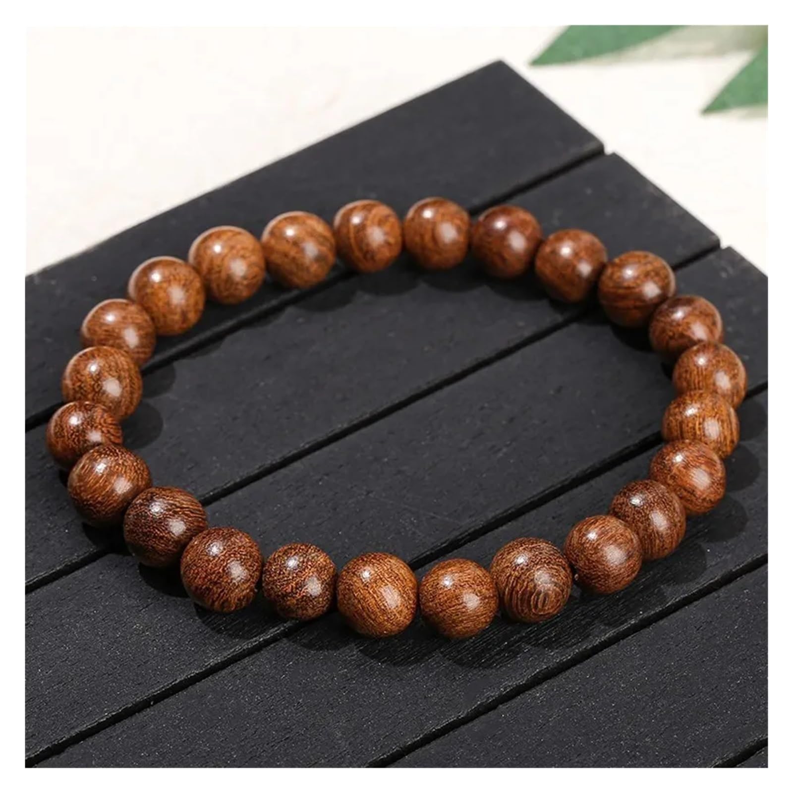 Genérico Pulsera de sándalo seda con cuentas madera, pulsera elástica hecha a mano Vintage for hombres y mujeres