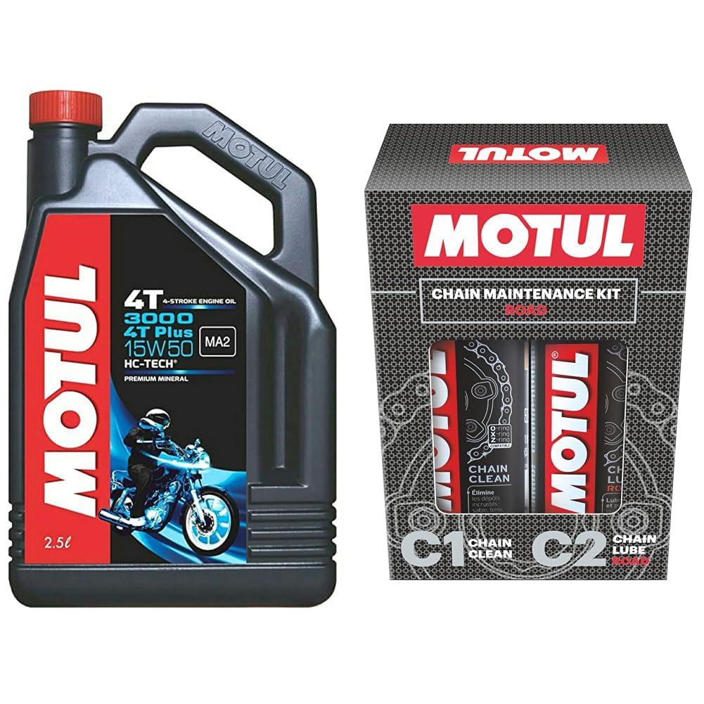 Motul 3000 4T Plus 15W50 API SM HC Tech Engine Oil for Royal Enfield Bullets (2.5 L),Motul Combo of C2 Chain Lube (150 ml) and C1 Chain Clean for All Bikes (150 ml) (LBCH001)-picture-21
