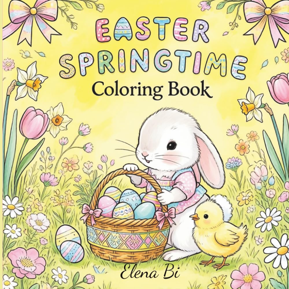 Easter Springtime Coloring Book: A Fun Spring Adventure with Every Coloring Page Paired with Its Colored Version