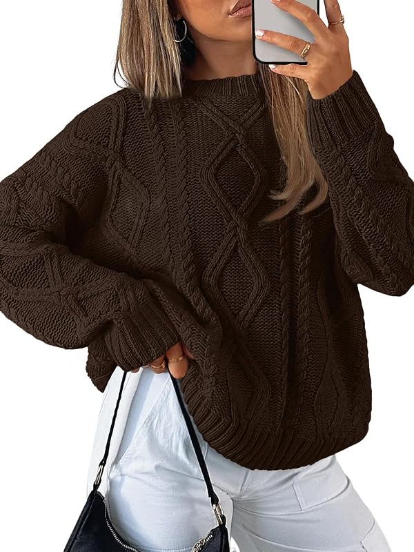 Trendy Queen Women's Oversized Cable Knit Sweaters 2026 Fall Outfits