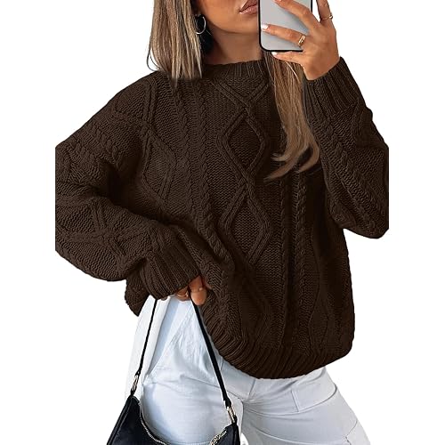 Trendy Queen Women's Oversized Cable Knit Sweaters 2026 Fall Outfits