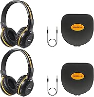 SIMOLIO 2-Pack IR Wireless Headphones for Honda Odyssey, Chrysler Pacifica, Dodge Caravan, uConnect VES - Dual Channel Folding Kids Headsets w/AUX & Case
