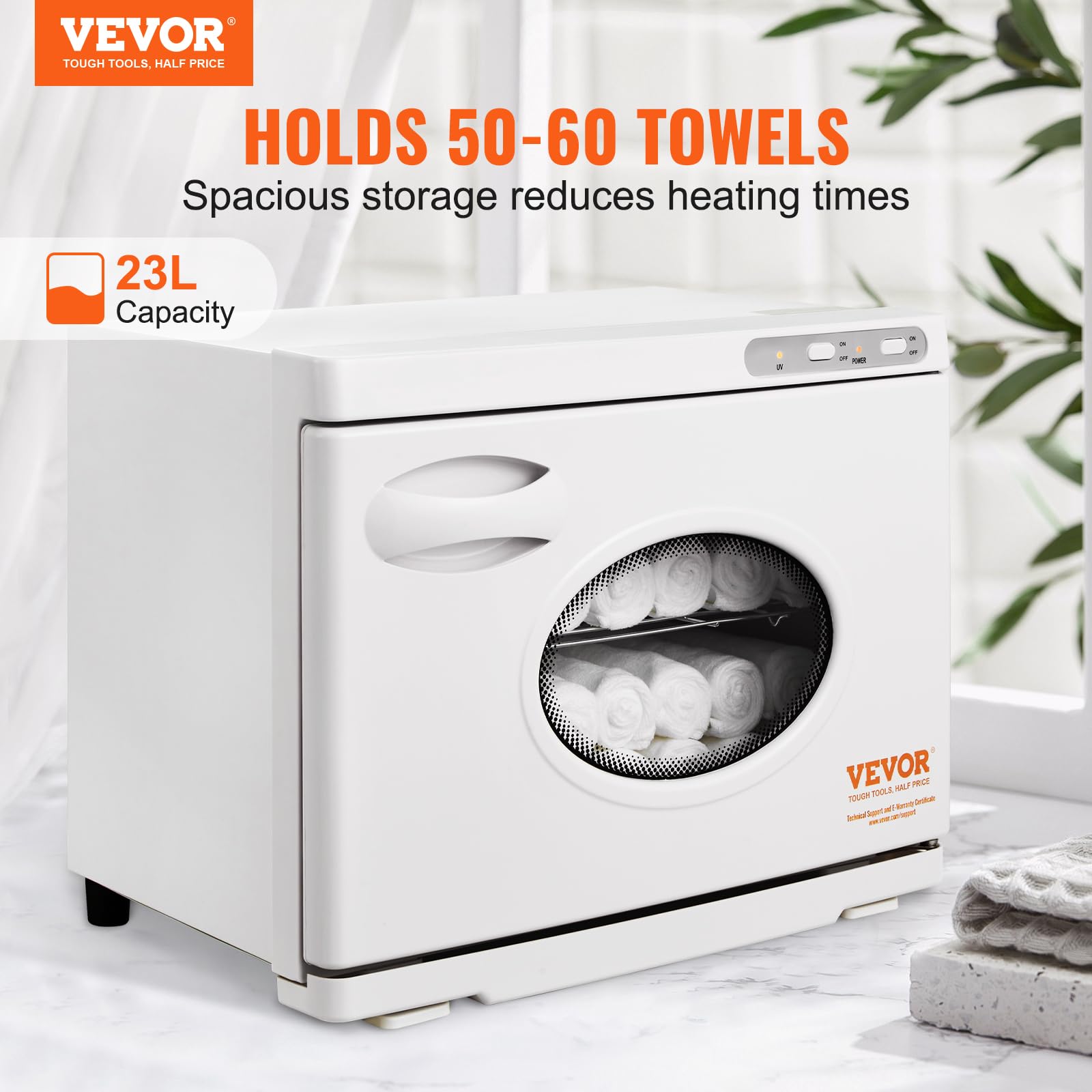 VEVOR 23L Hot Towel Warmer Cabinet with UV Light and Stainless Steel Racks