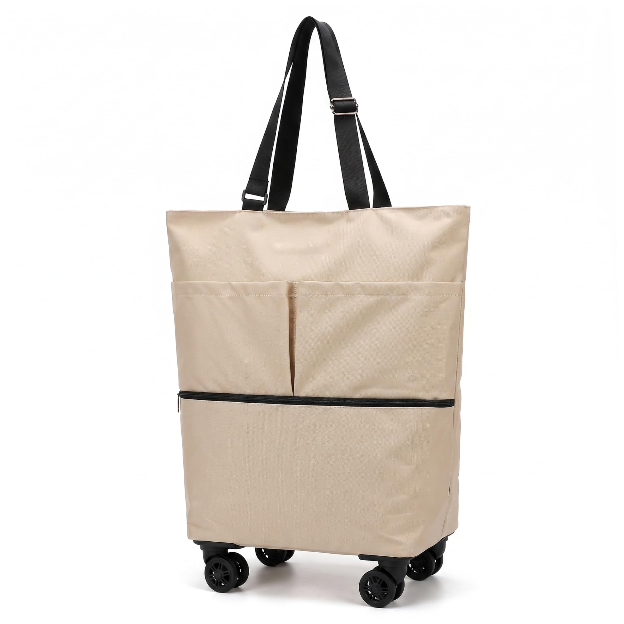Borsa per la spesa pieghevole con ruote Borsa per la spesa pieghevole in tessuto Oxford color kaki