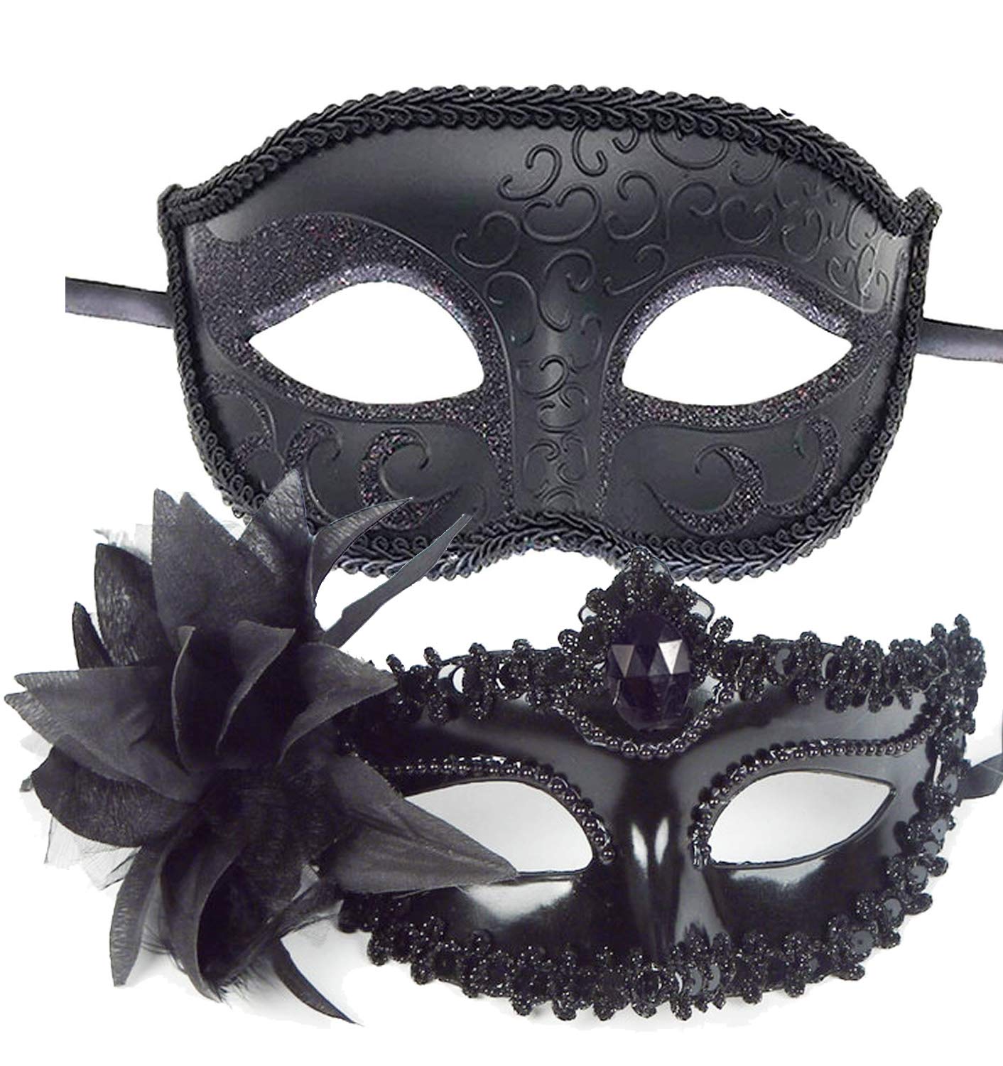7Queen Halloween Venetian Masquerade Mask for Couple Maskaraid Masks Mardi Gras Adult Mascarade Ball Mask