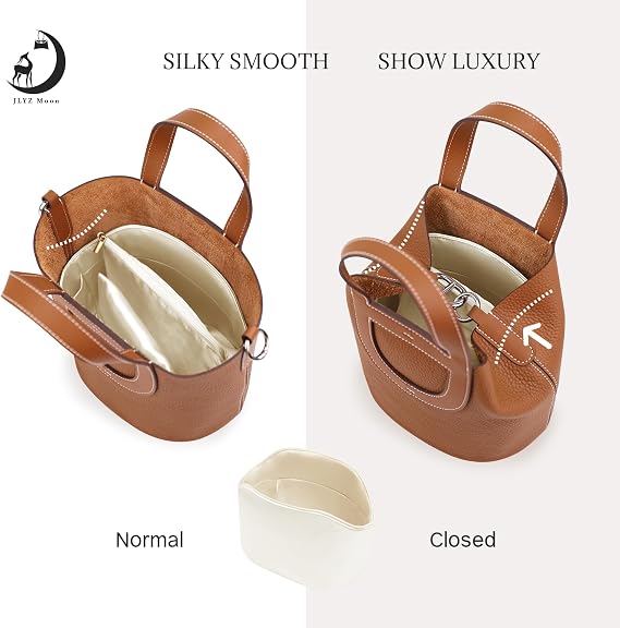 Silky Bag Insert Fits Hermes In The Loop, Silky Purse Organizer, Lightweight and Silk Touch Fits Loops 18 with Zipper, Clay