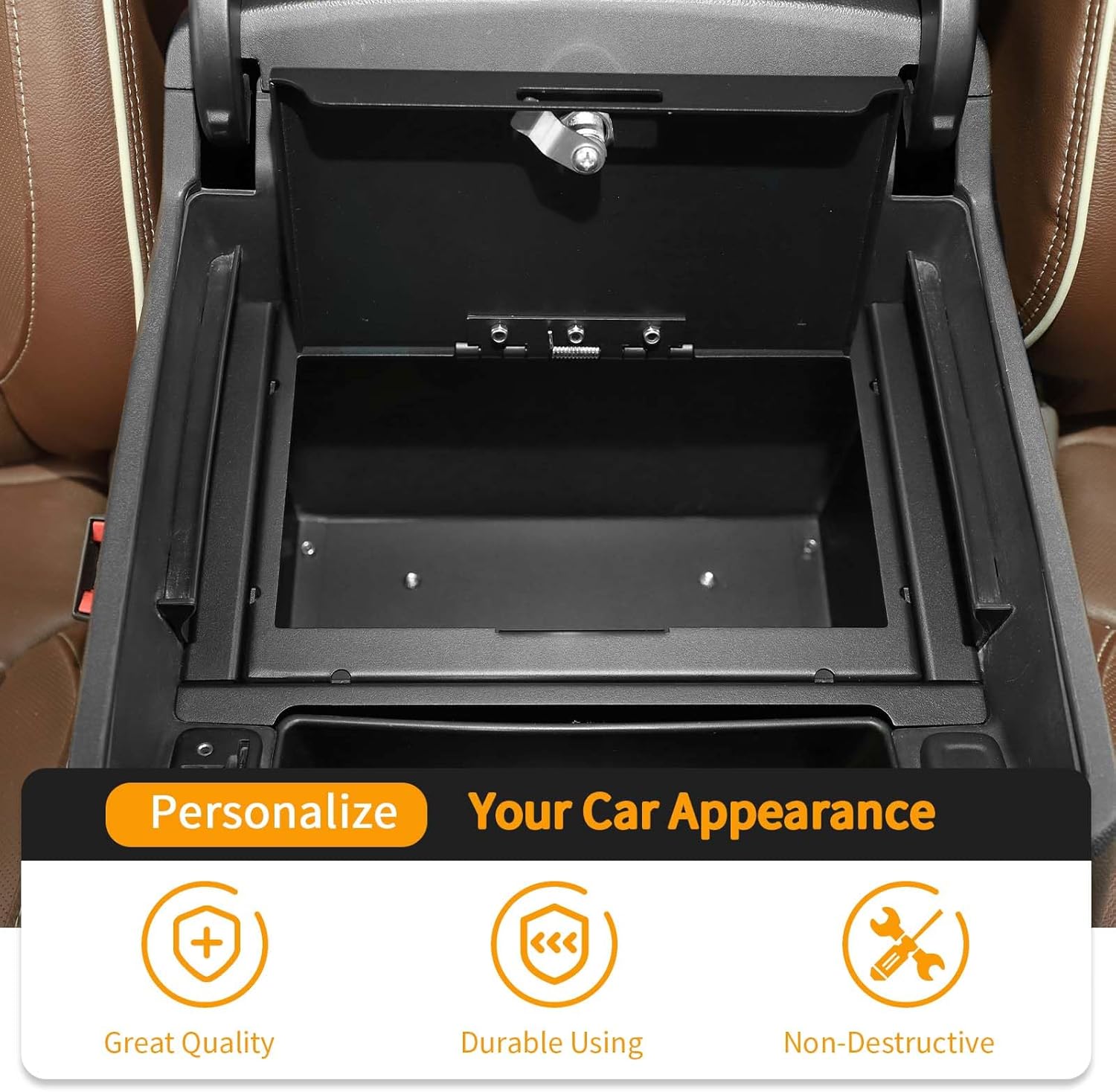 Hoolcar Center Console Armrest Locking Storage Safe Box Armrest Organizer Gun Safe Box with Password Compatible with Chevrolet Silverado Sierra GMC 2014-2018, Interior Accessories