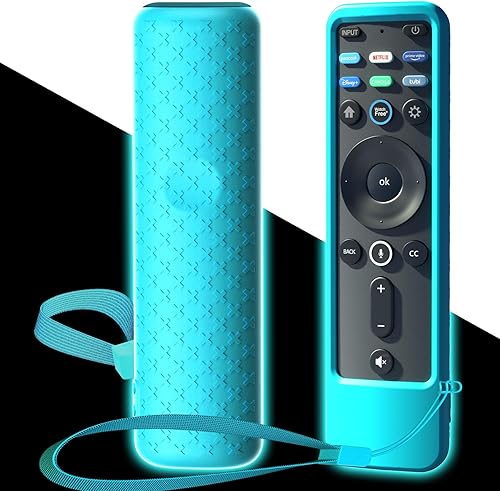Funda para VIZIO XRT260 Smart TV Control remoto Funda de silicona con cordón que brilla en la oscuridad azul